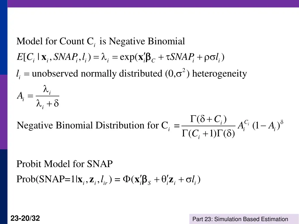 model for count c is negative binomial