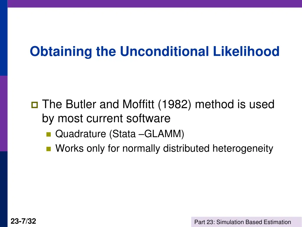 obtaining the unconditional likelihood