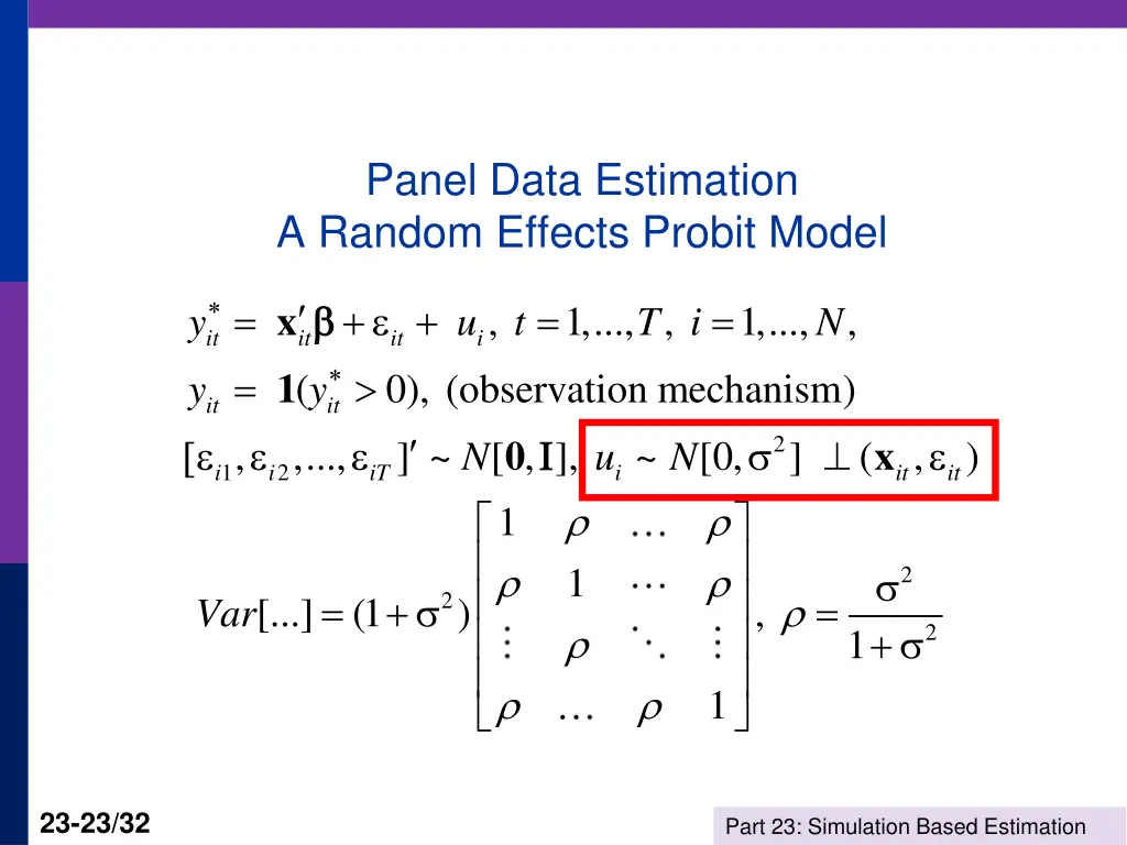 panel data estimation a random effects probit