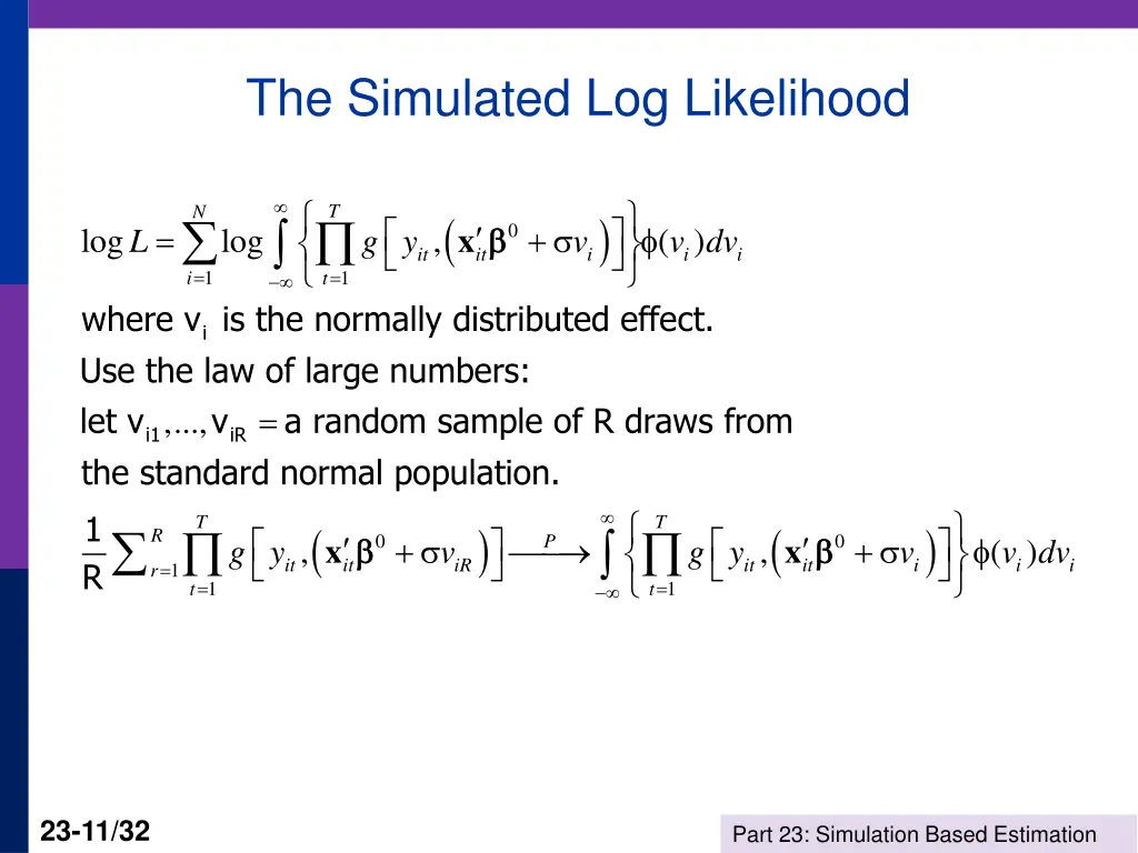 the simulated log likelihood