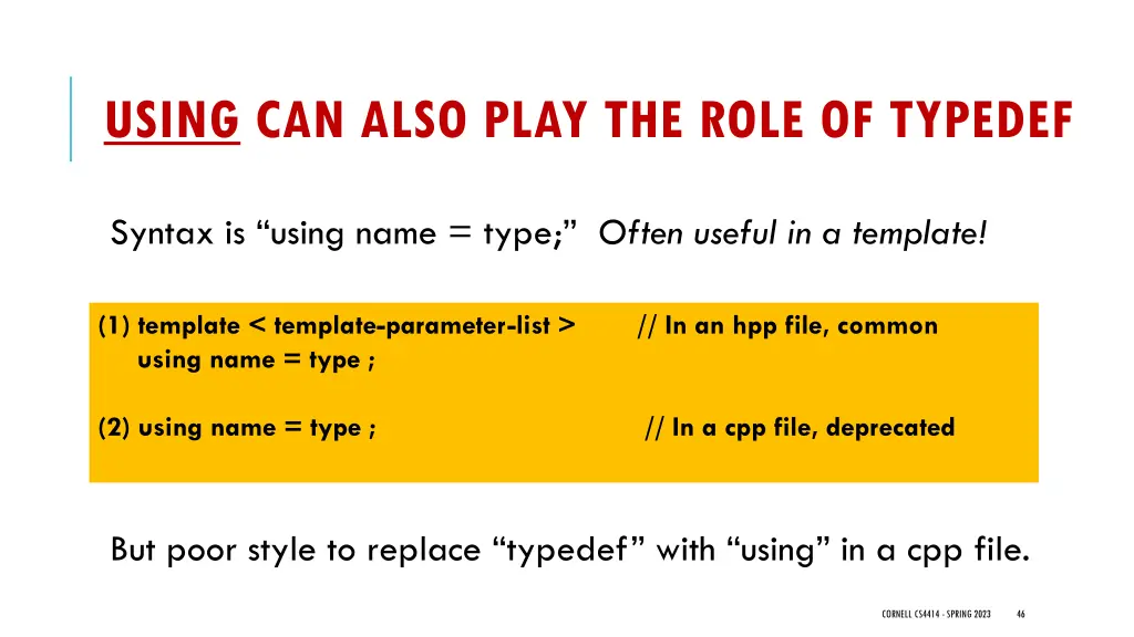 using can also play the role of typedef