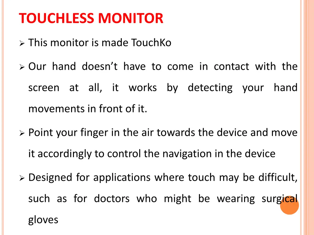touchless monitor
