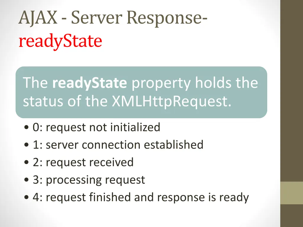 ajax server response readystate