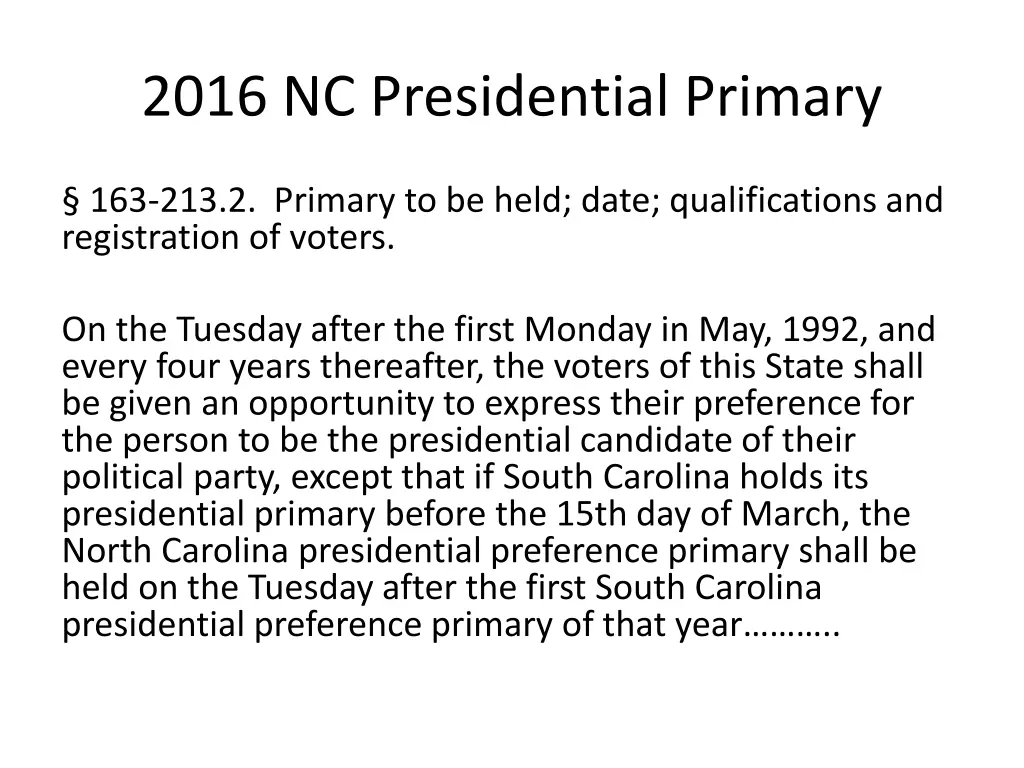 2016 nc presidential primary