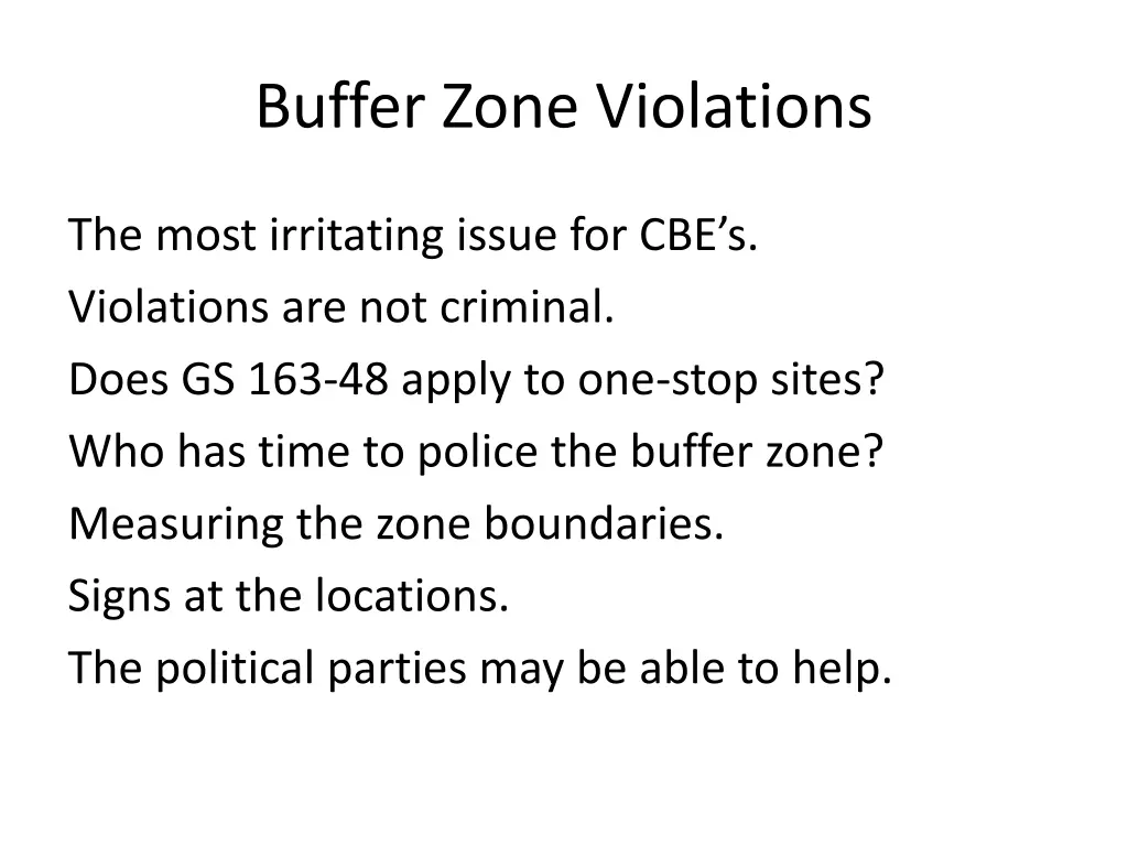 buffer zone violations