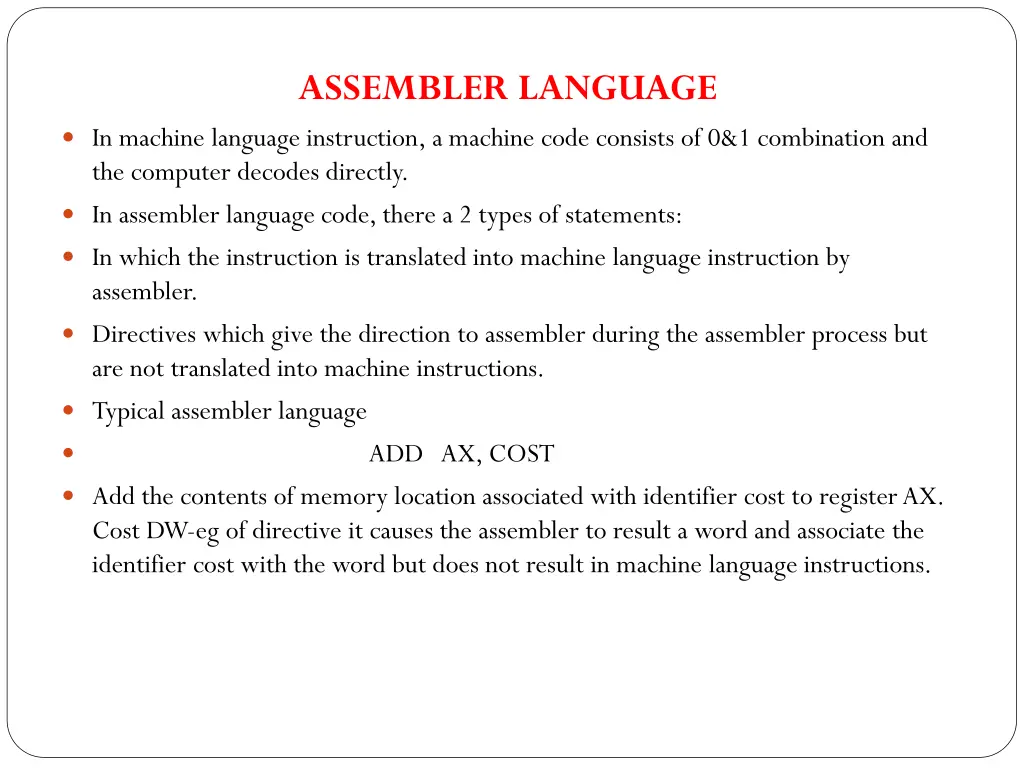 assembler language