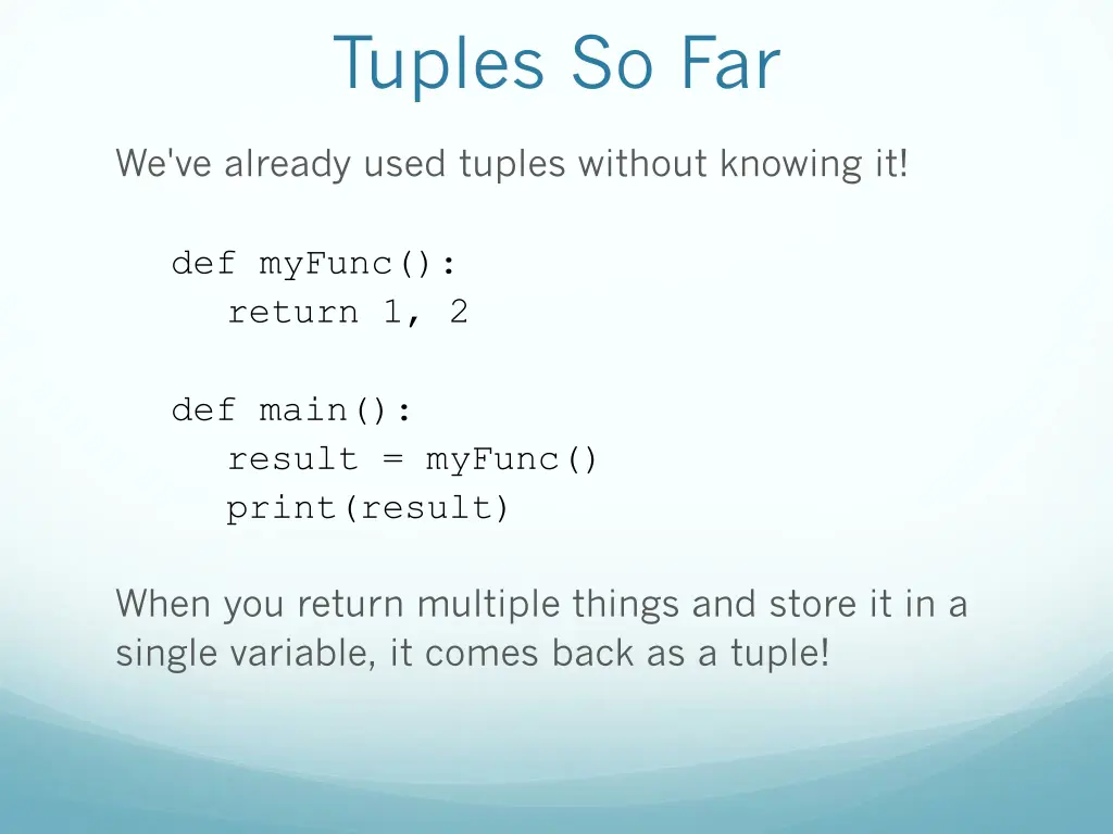 tuples so far