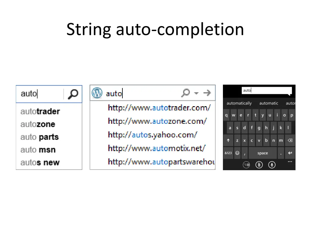 string auto completion