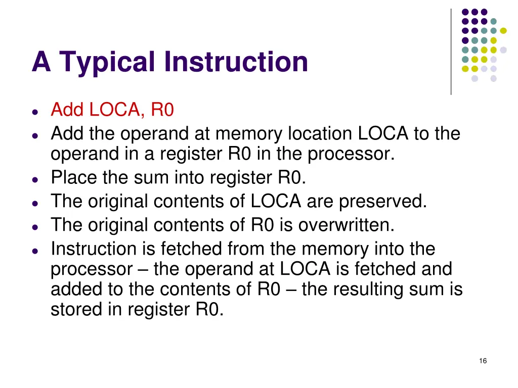 a typical instruction