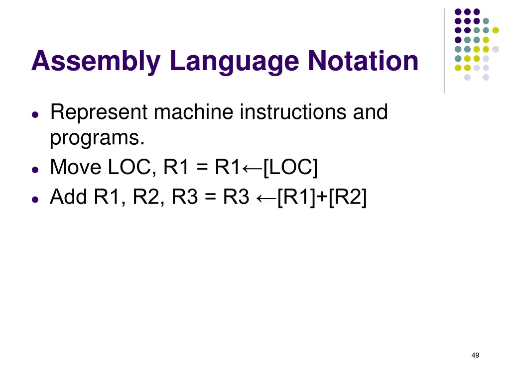 assembly language notation