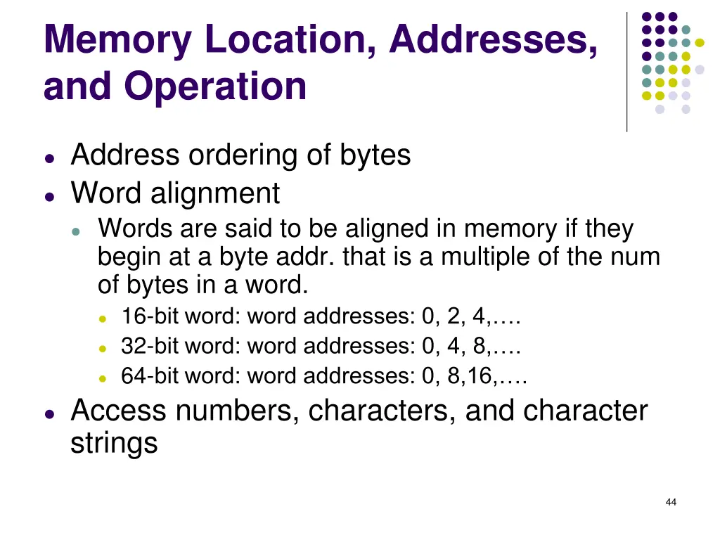 memory location addresses and operation 4