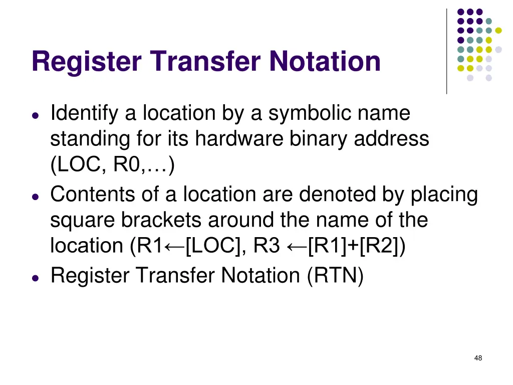register transfer notation