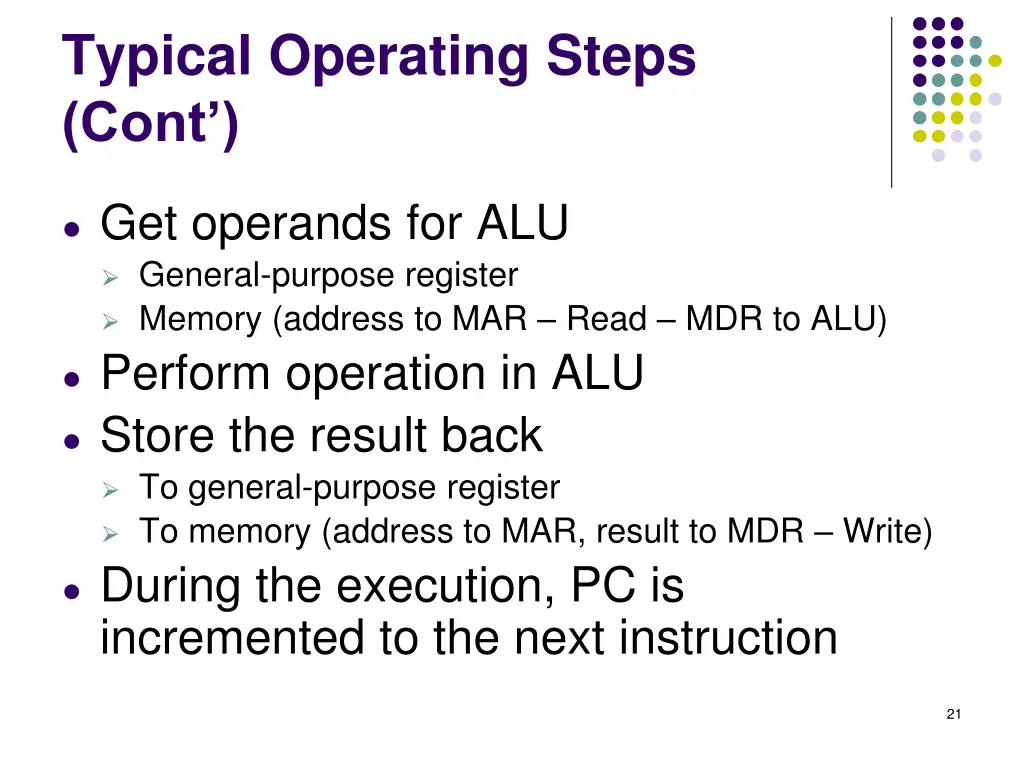 typical operating steps cont