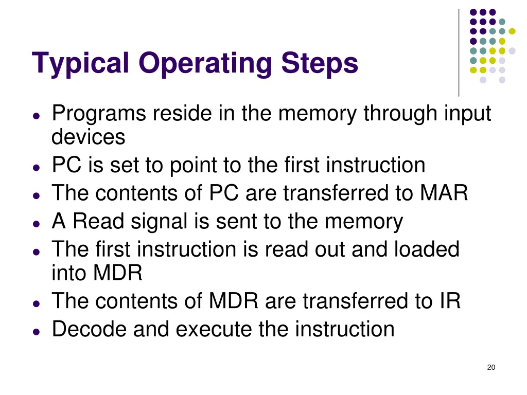 typical operating steps