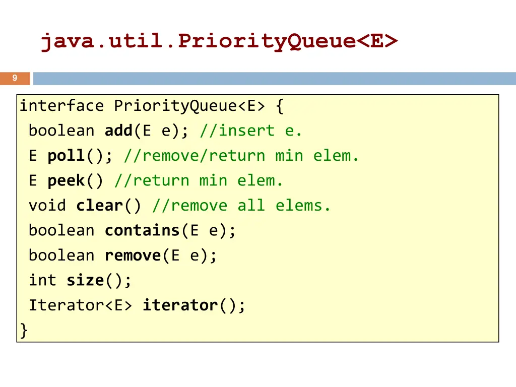 java util priorityqueue e