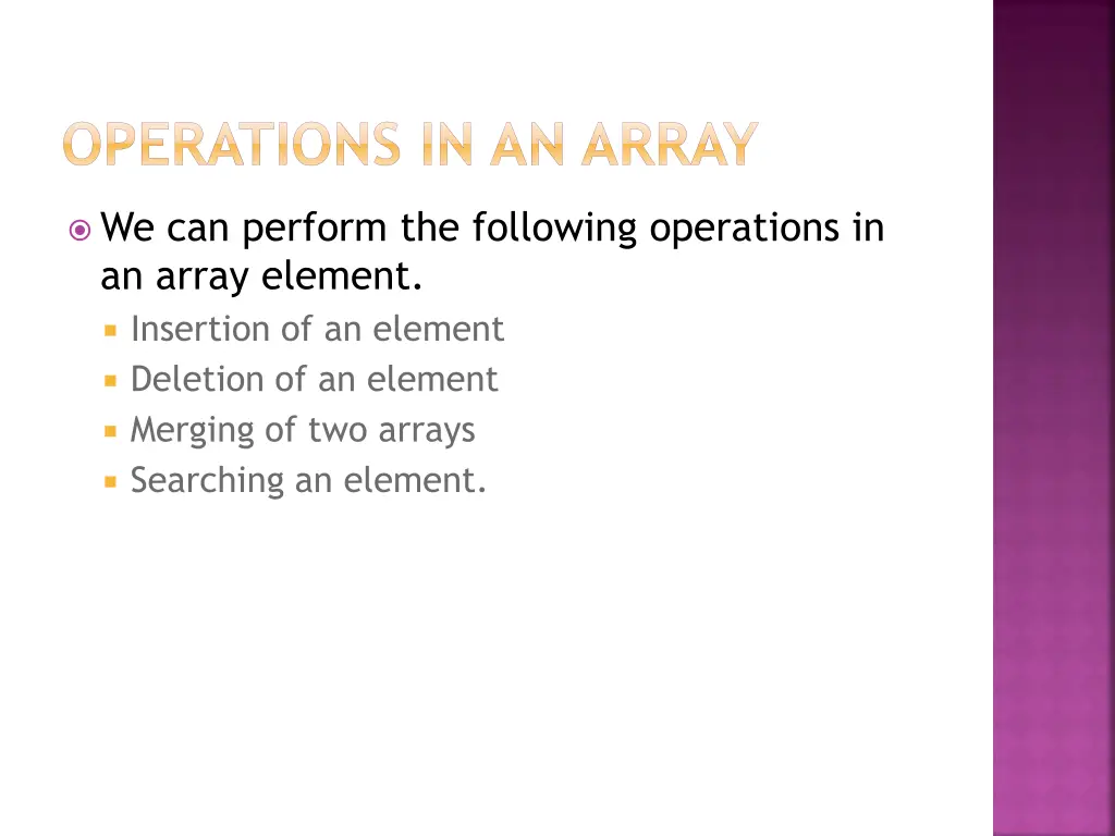 operations in an array