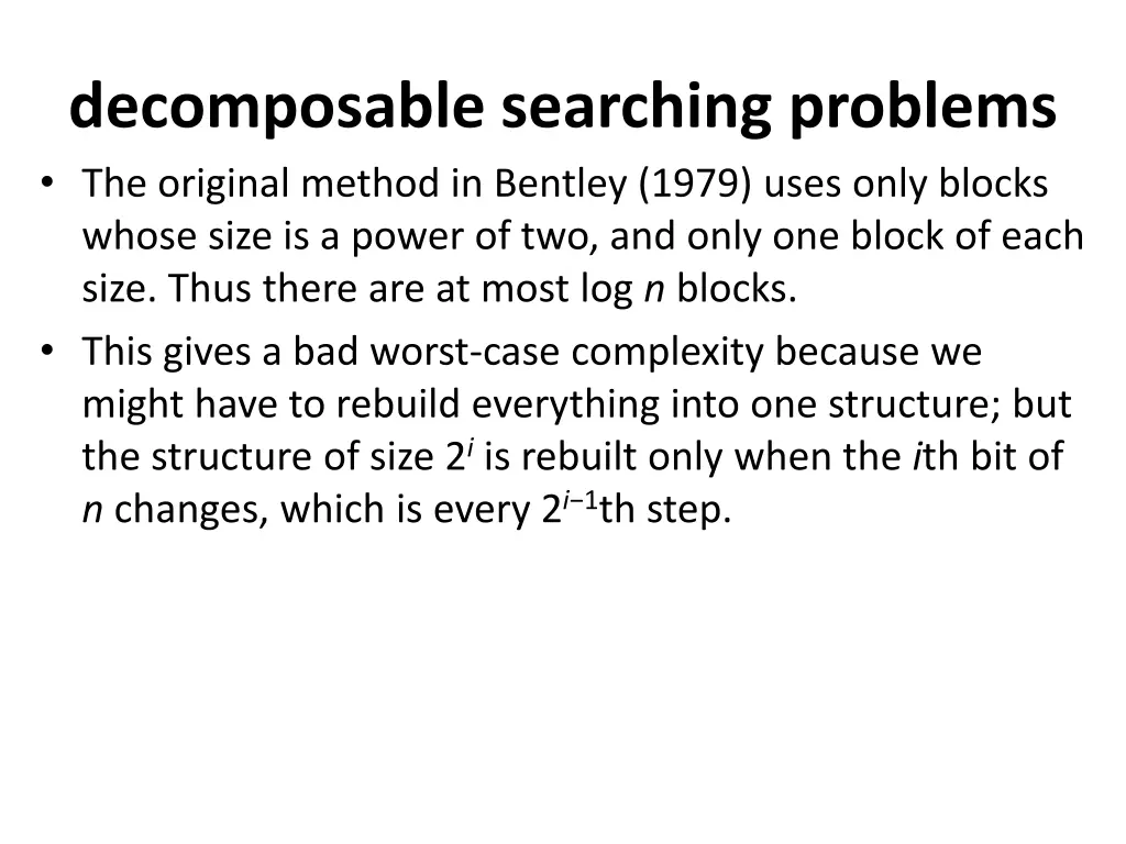 decomposable searching problems the original