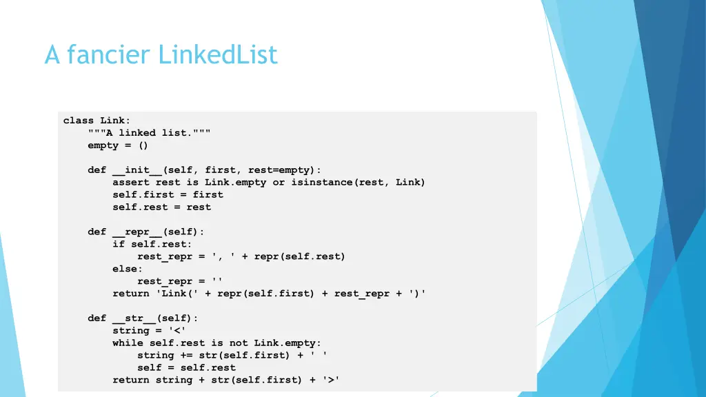 a fancier linkedlist