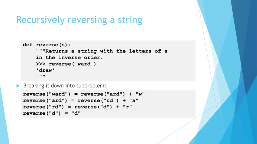 recursively reversing a string
