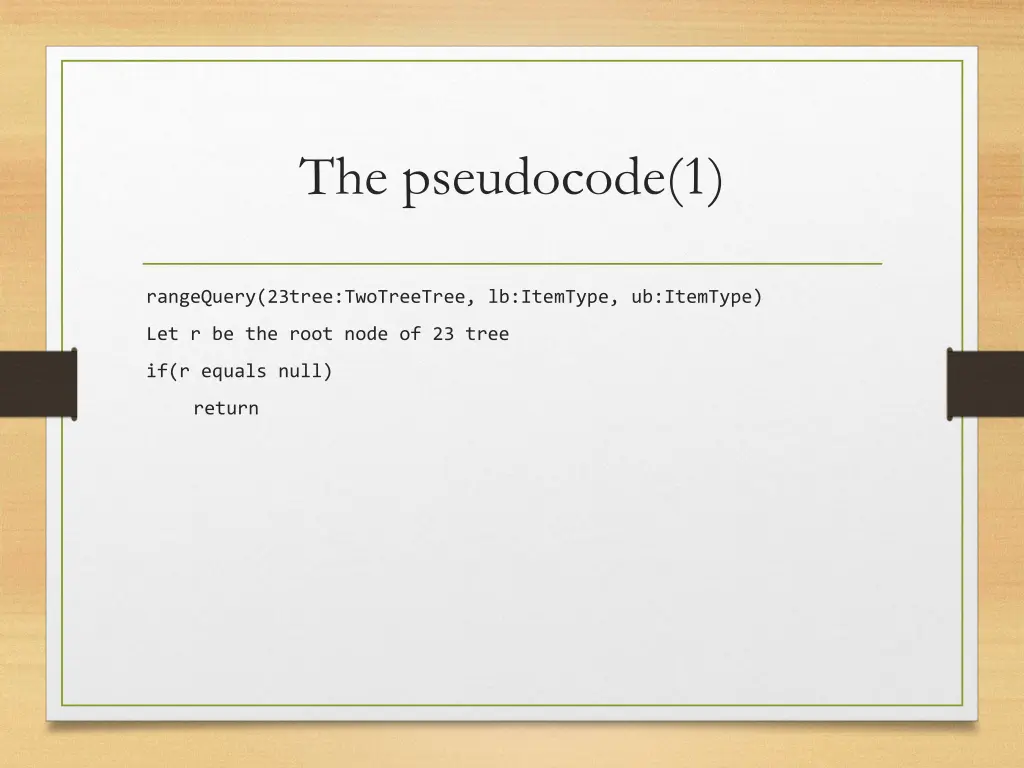 the pseudocode 1