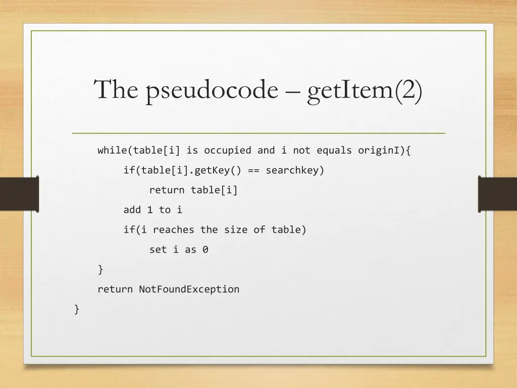 the pseudocode getitem 2