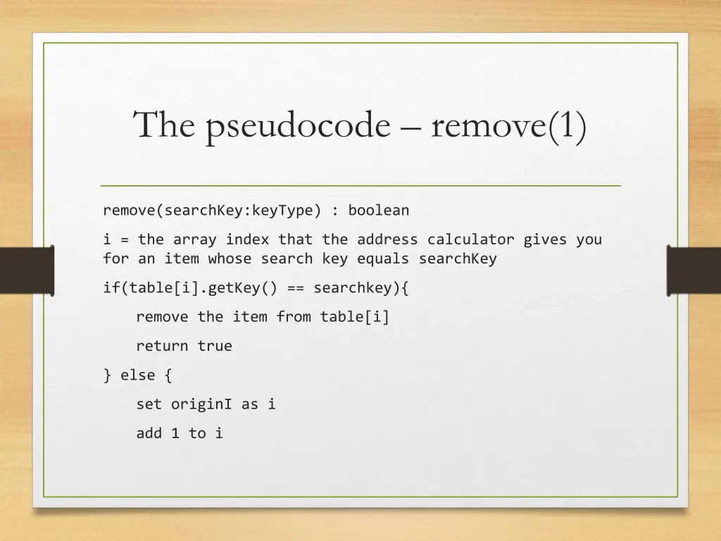 the pseudocode remove 1