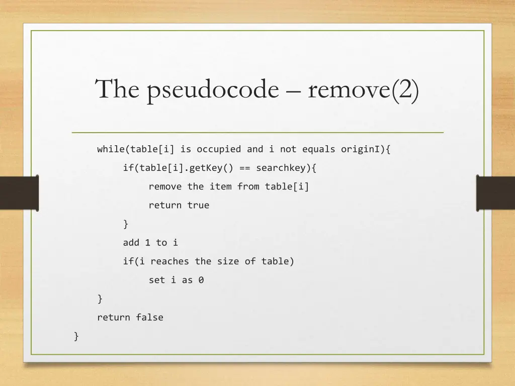 the pseudocode remove 2