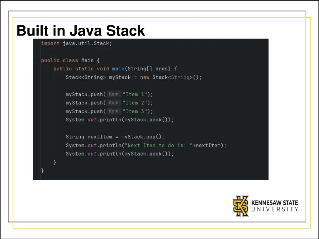 built in java stack