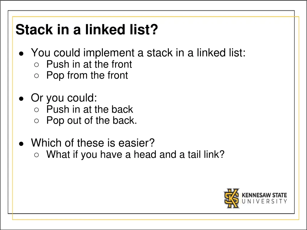 stack in a linked list