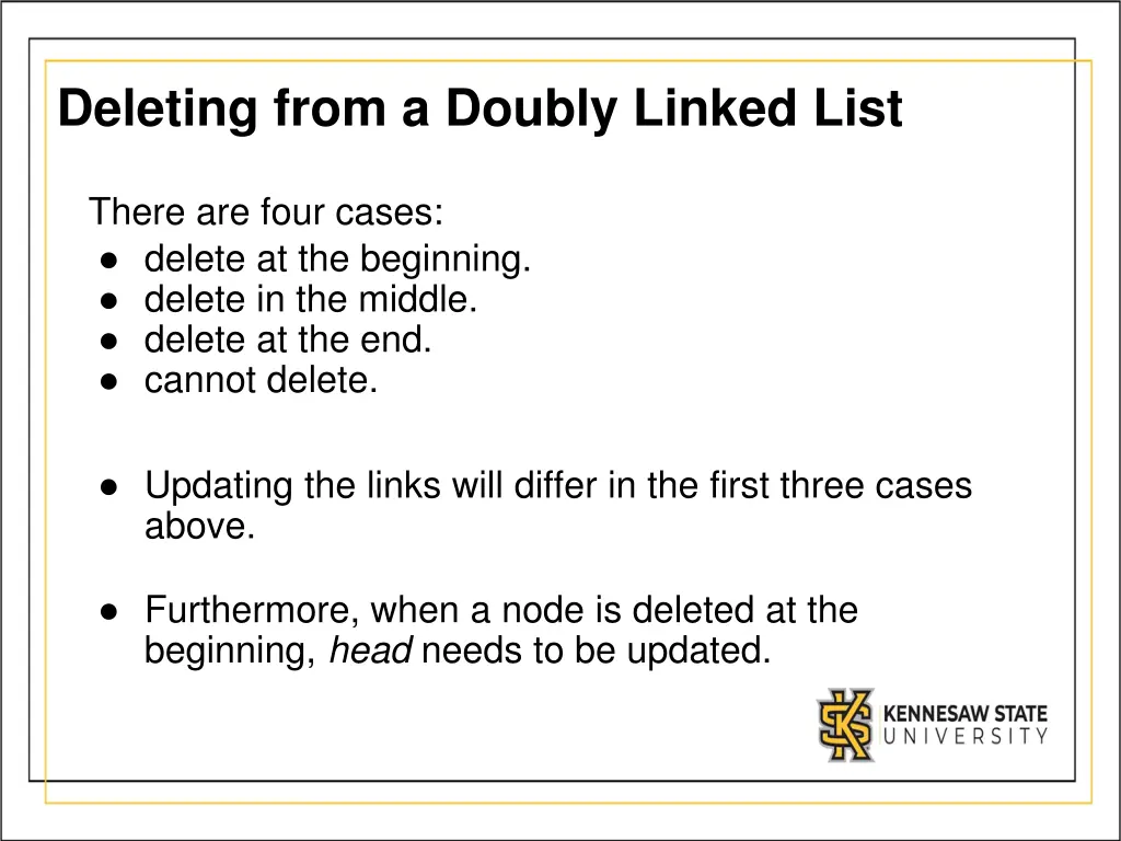 deleting from a doubly linked list