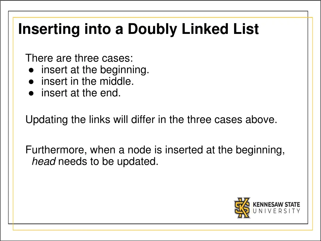 inserting into a doubly linked list