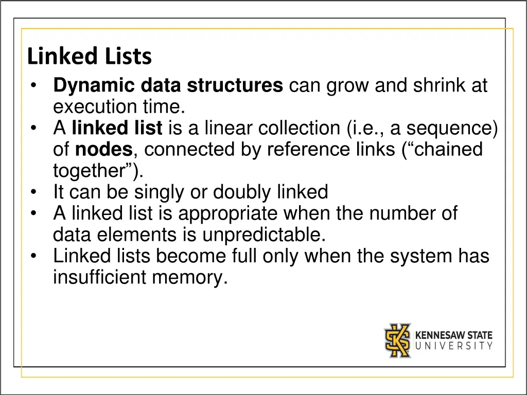 linked lists dynamic data structures can grow