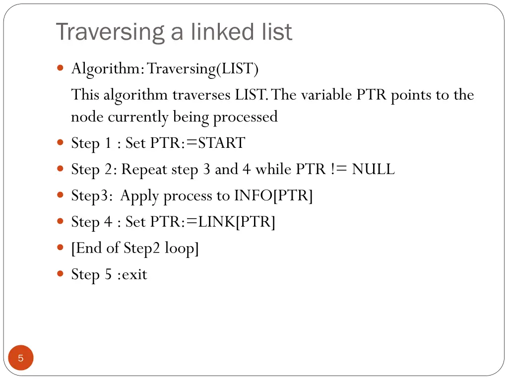 traversing a linked list