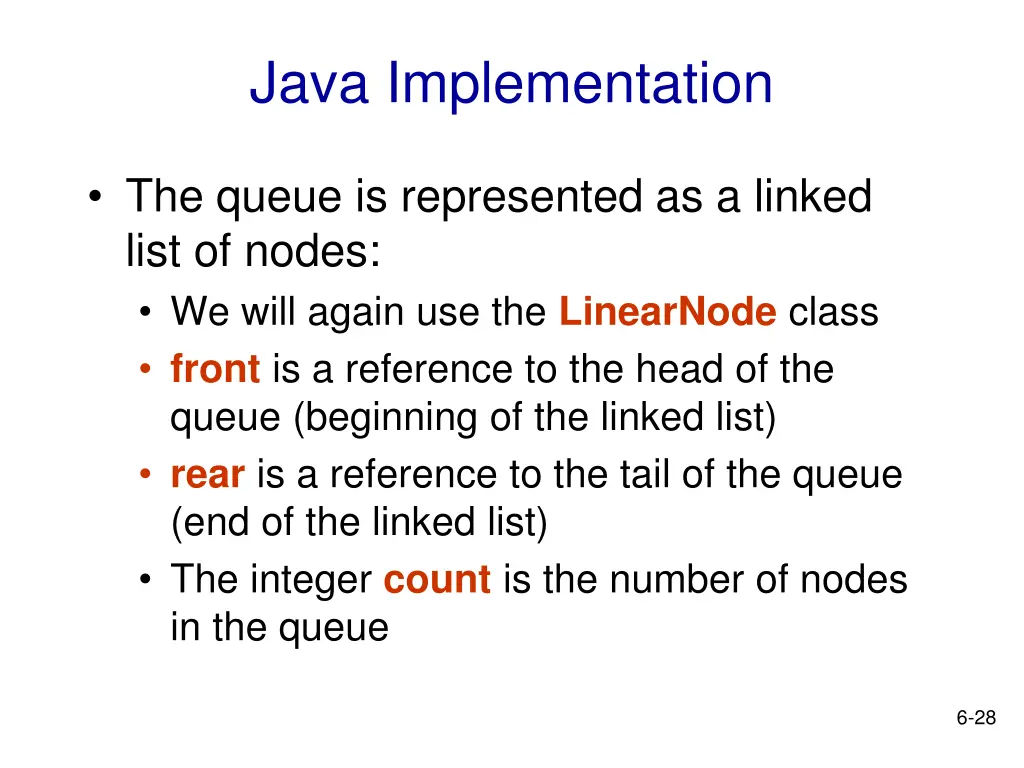 java implementation