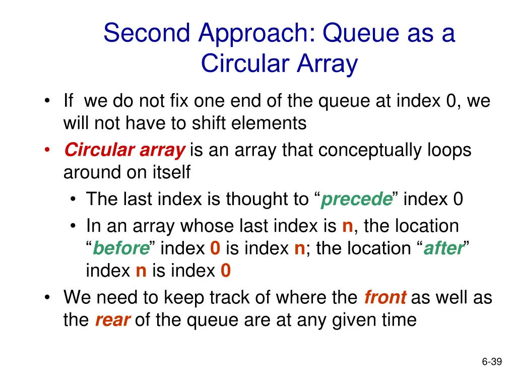 second approach queue as a circular array