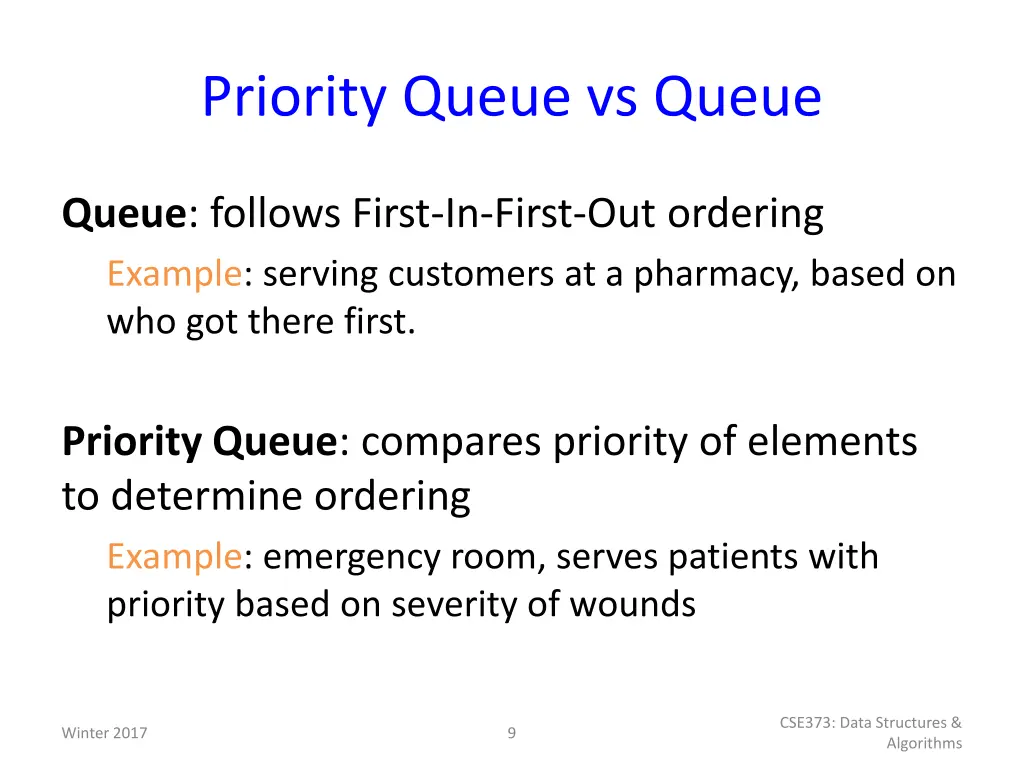 priority queue vs queue