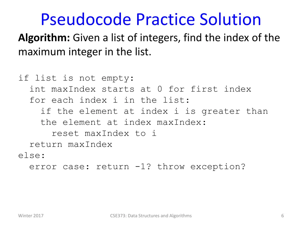 pseudocode practice solution algorithm given