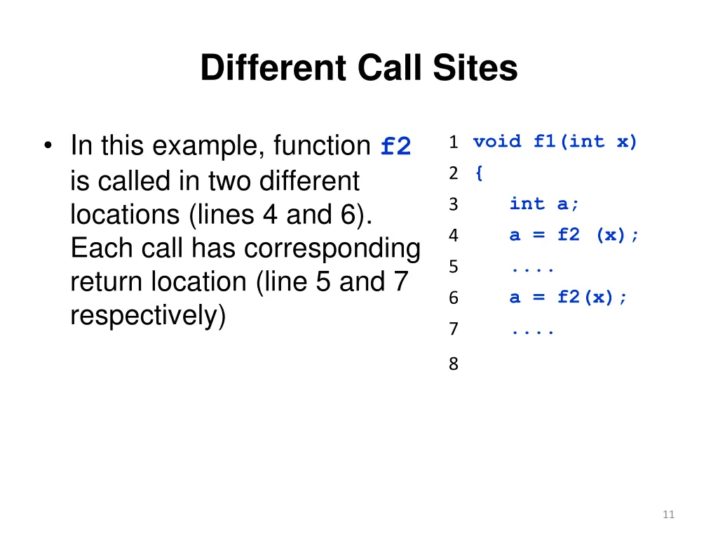 different call sites