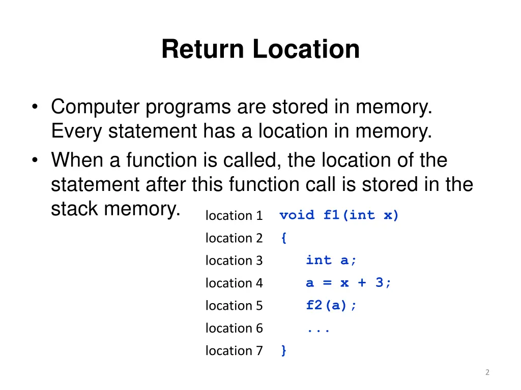 return location