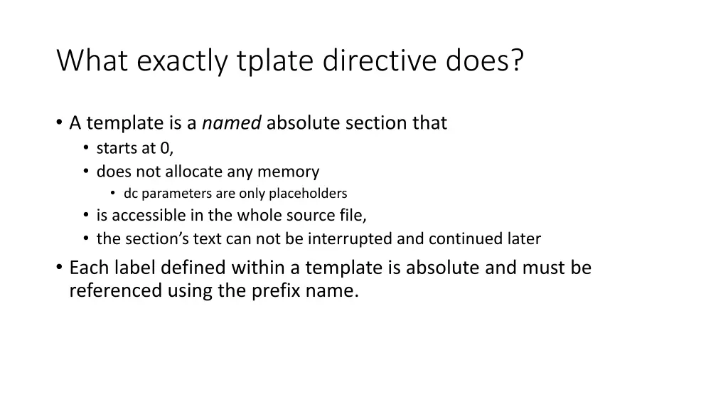 what exactly tplate directive does