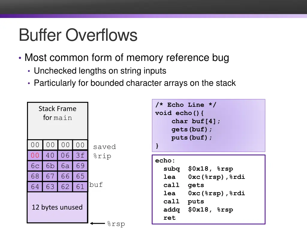 buffer overflows