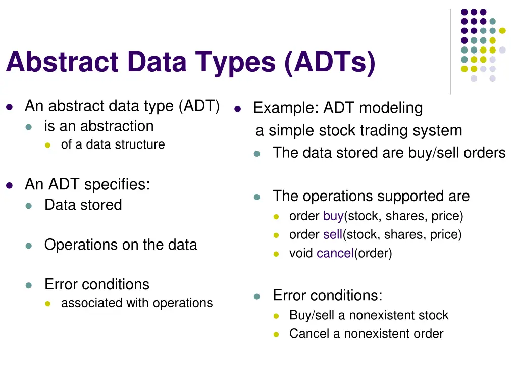 abstract data types adts