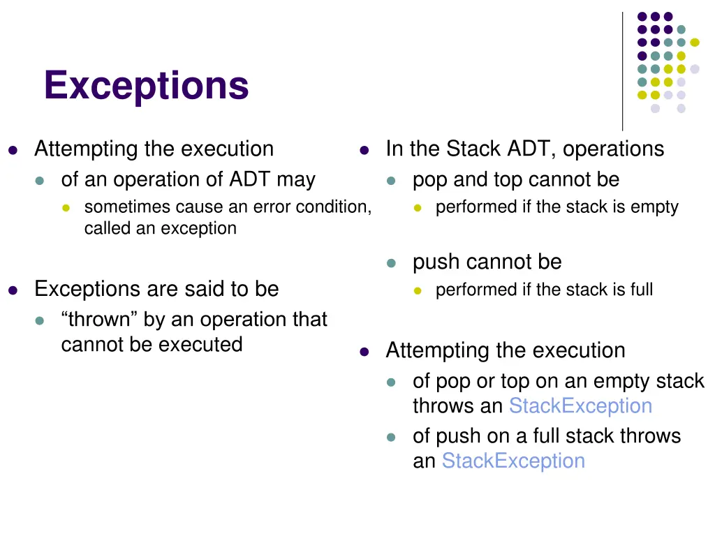 exceptions
