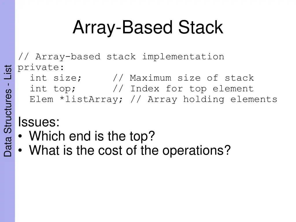 array based stack