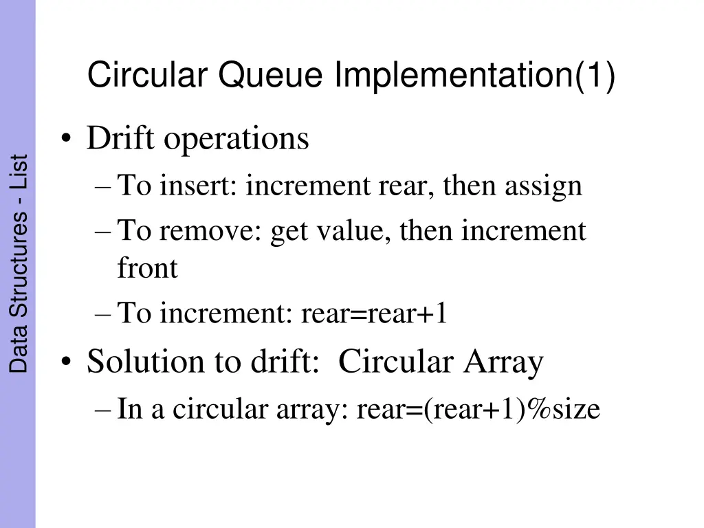 circular queue implementation 1