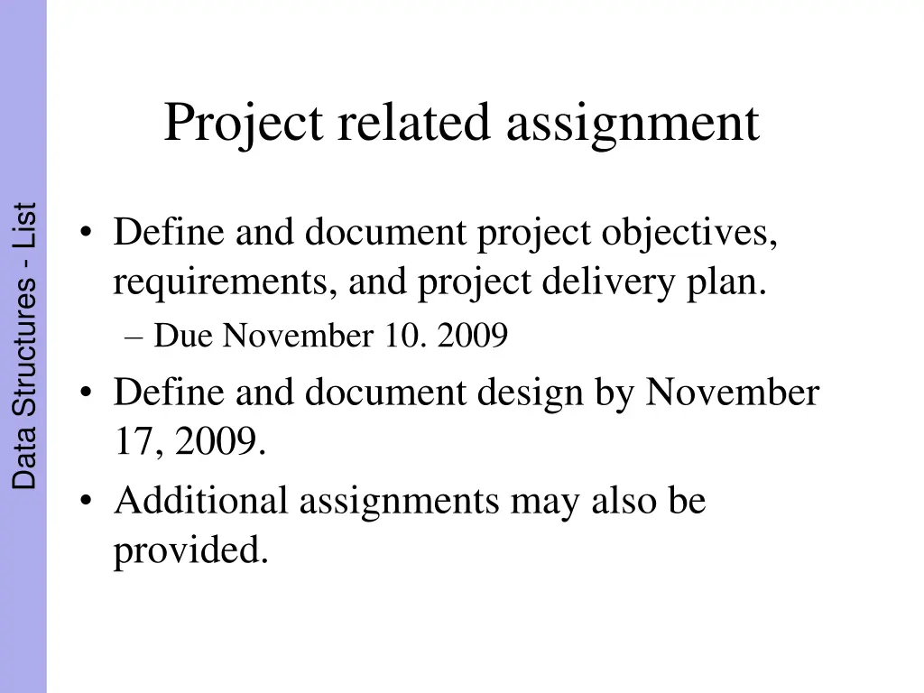 project related assignment