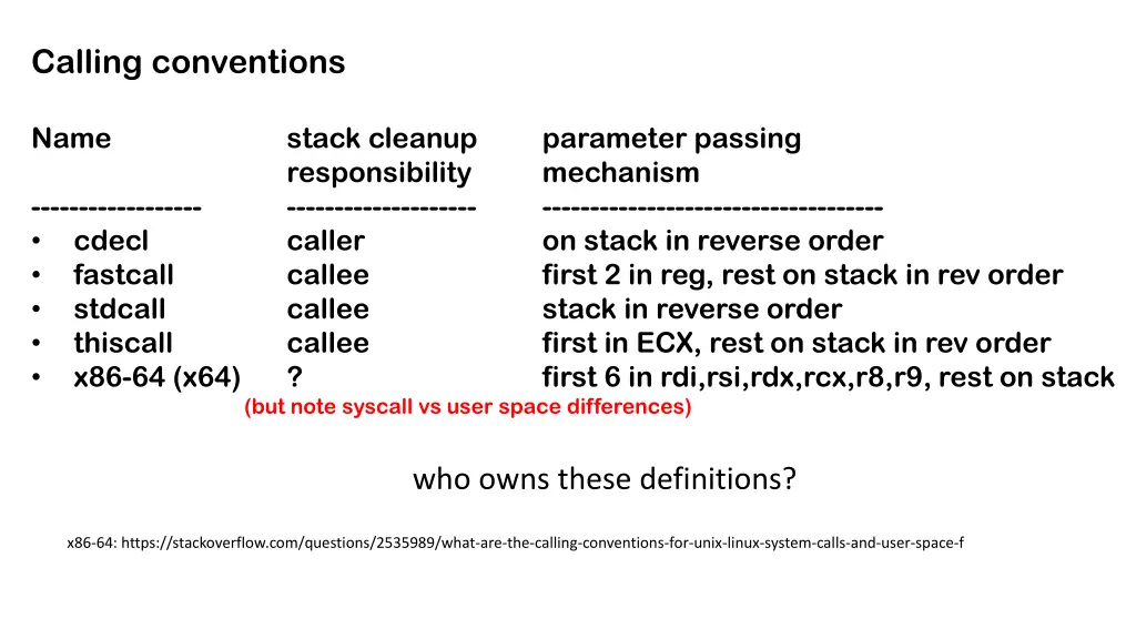 calling conventions 2