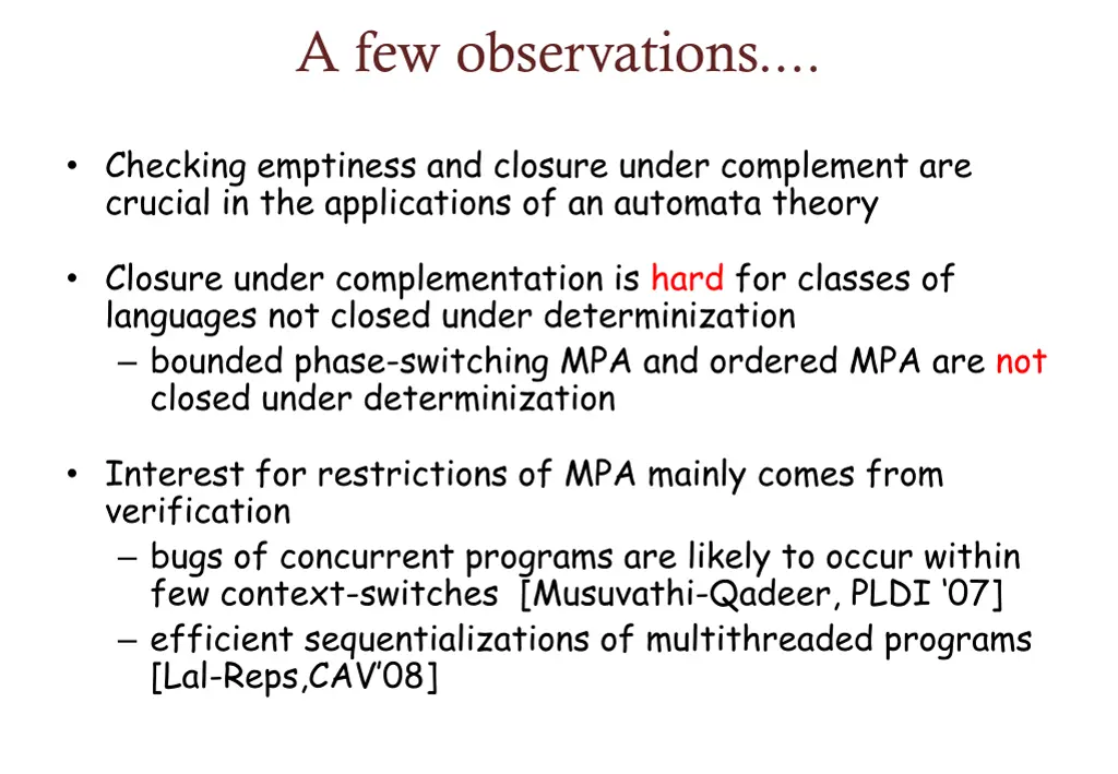 a few observations