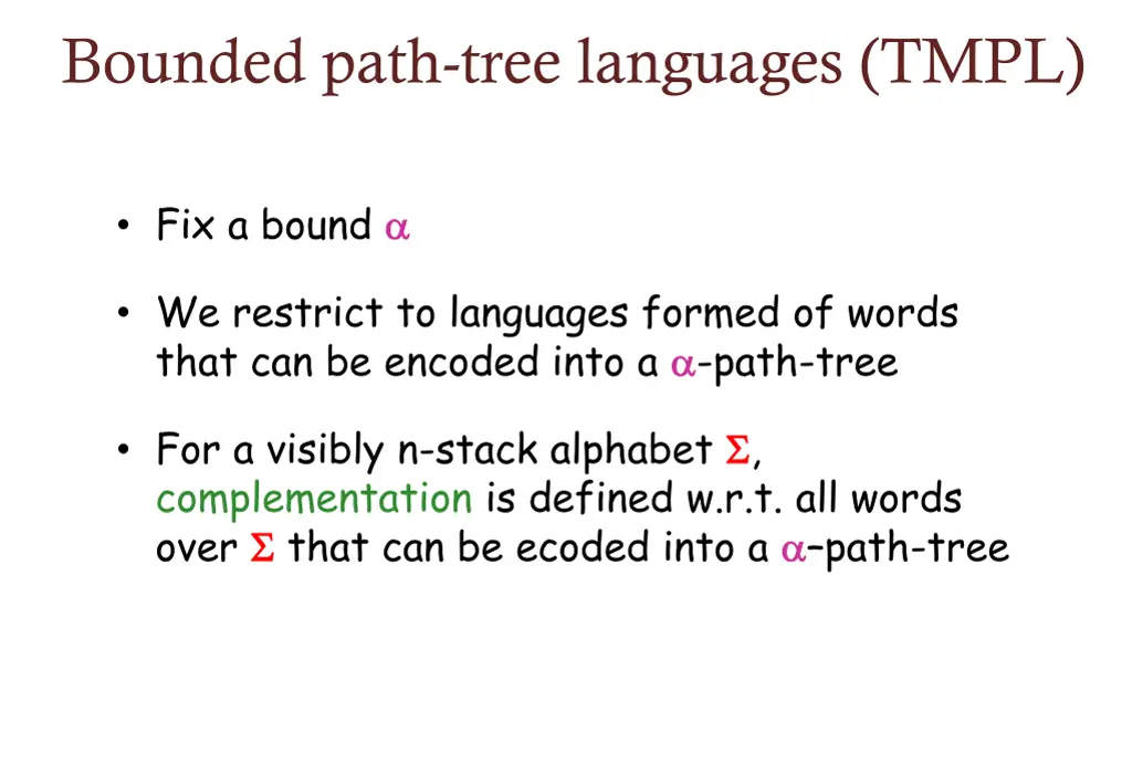 bounded path tree languages tmpl