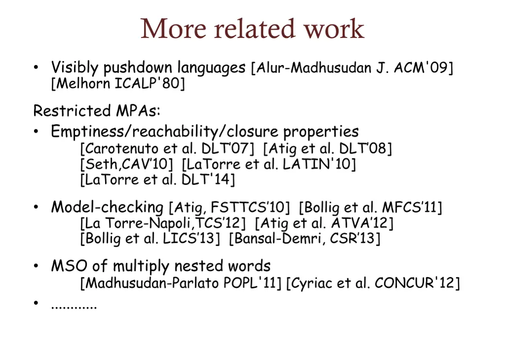 more related work
